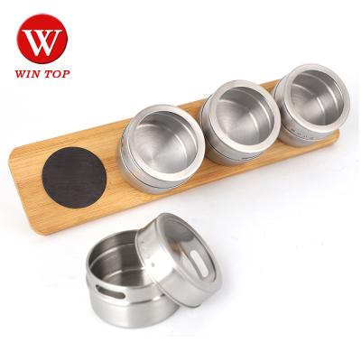 China 2021 New Arrival Custom Canister Stainless Steel Containers Bottle Spice Jar Viable With Magnetic Holder for sale