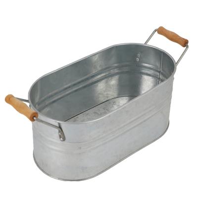 China 2020 Viable Personalized Galvanized Metal Wine Ice Beer Tin Bucket Outdoor Large Beverage Oval Tub For Party for sale