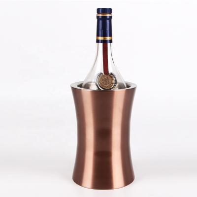 China Double Wall Stainless Steel Refrigerator Champagne Wine Bottle Cooler Ice Tabletop Sustainable Buckets for sale