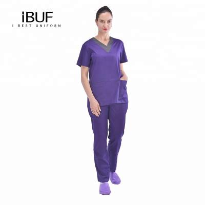 China Anti-Shrink V-Neckline Basic Care Scrubs For Unisex Plus Size Scrubs Sets Uniforms for sale