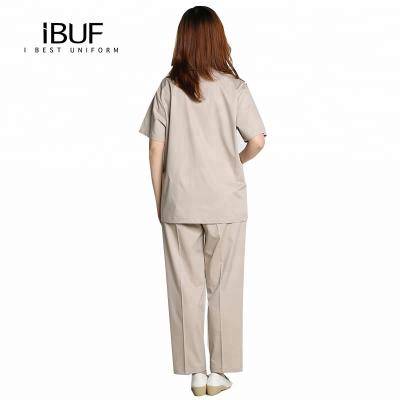 China IBUF Anti-Shrink Scrub Suit Solid Round Neck Tops With Pants for sale