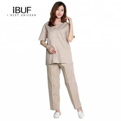 China Natural Uniforms Unisex Two Piece Solid Anti Shrink Scrub Set for sale