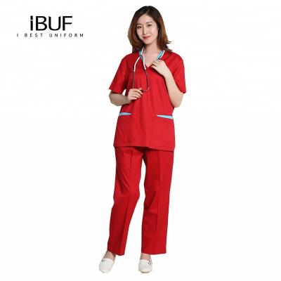 China Classic Unisex Anti-Shrink Scrub Set V-Neck Top Pants Nursing Uniform Design for sale