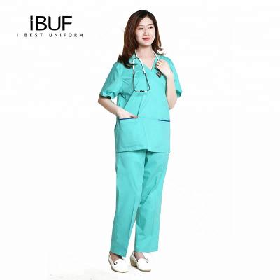 China Butter-soft anti-shrink scrubs by IBUF New and improved V-neck top with stretch panels for sale