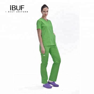 China Unisex V-Neck Workwear Anti-Shrink Stretch Cargo Scrub Set for sale