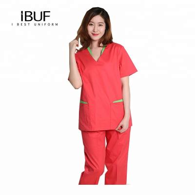 China V Neck Stretch Anti-Shrinkage Women Scrubs Suit Multiple Pockets Men Nursing Uniforms for sale