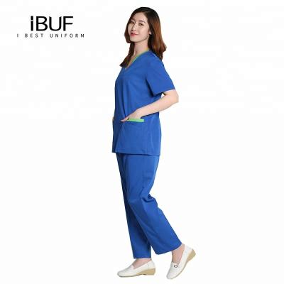 China Solid Anti-Shrinkage Scrub Suit With V-Neck Side Panel for sale