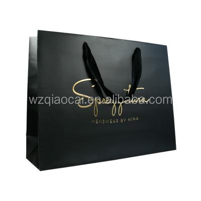 China black hair extension decorative luxury recyclable fashion gift paper shopping bags custom logo for sale