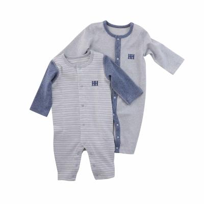 China 100% Cotton 100% Cotton Snap-Loop Baby Jumpsuit Custom Printed Neutral Baby Pajamas for sale