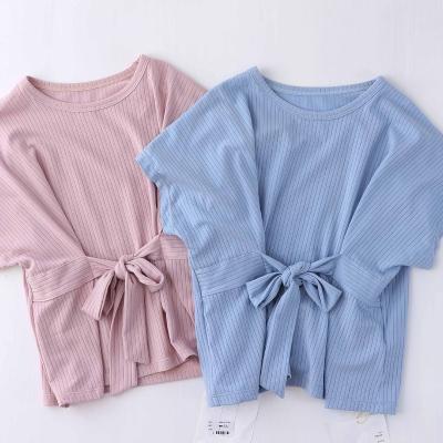 China Knitted short sleeve printed pajamas for kids knitted pajamas for home use for sale