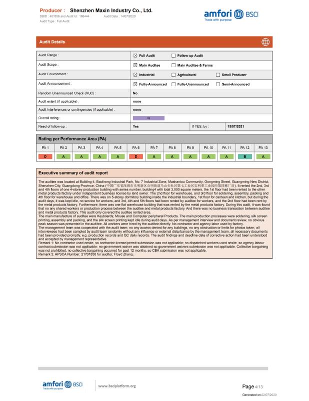 BSCI - Shenzhen Lessmore Technology Co., Ltd