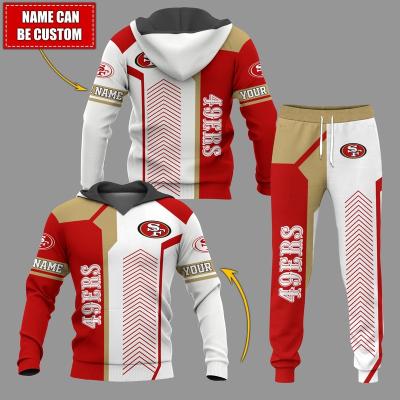 China Spring Men's Autumn Sports Hoodie Casual Sweatpants Anti-wrinkle Cotton NFL High Quality Custom 49ers Logo Tracksuit 2 Piece Set Set for sale