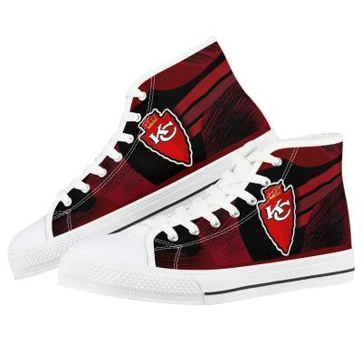 China Wholesale Men's Luxury Women's Fashion High Top Team Walking Style Shoes Fashion 1Pair Chiefs Custom American Football Canvas Shoes for sale