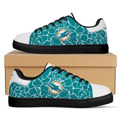 China Fashion Trend NFLE Dolphins 1Pair Printing Team Outside Walking Durable Cheap American Football AD Superstar Custom Skateboard Shoes Men for sale