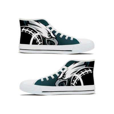 China Custom Wholesale Luxury Women Men's High Top Trend NFLE Eagles 1Pair American Football Canvas Shoes Team Walking Style Shoes Fashion for sale