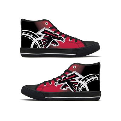 China Custom Wholesale Fashion Trend NFLE Falcons American Football Team Logo 1Pair Walking Shoes Fashion High Top Canvas Fashionable Shoes Sneakers for sale