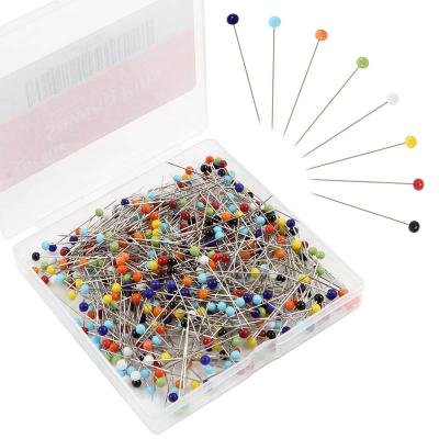 China DIY 50 Pcs Straight Pins Sewing Bead Head Pins With Heads Pin DIY Colorful Glass Jewelry Decoration for sale