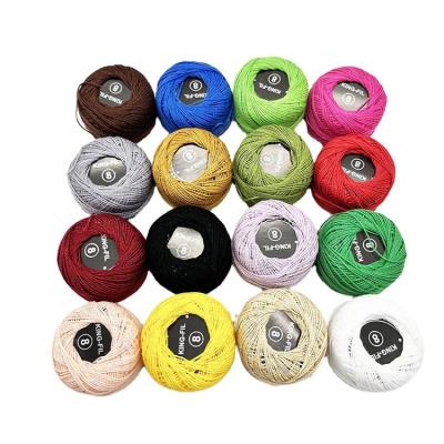 China Crochet Yarn Sewing Cotton Yarns Yarn Balls 16 Popular Rainbow Colors Size 8 Long Crochet Yarn 100% Staple Cotton Fabrics Fabrics Trader for sale