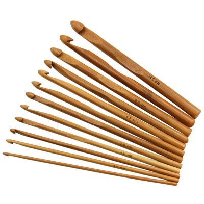 China Tool Knitting Bamboo Crochet Hooks Set Mix Size 3.0-10.0mm Yarn Weave Knitting Needles Sweater Scarf Upholster DIY Craft Tool For Knitting for sale