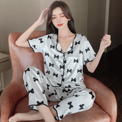 China Wholesale Women's QUICK DRY Maid Cartoon Pijamas Pajamas Sleepwear Of Gown Ropa De Dormir Por Set Home Wear Korean Satin QUICK DRY Silk Pajamas for sale