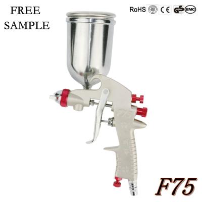 China Paint spray gun F75G 1.5mm gravity 250ml champagne color aluminum piano paint spray guns for sale