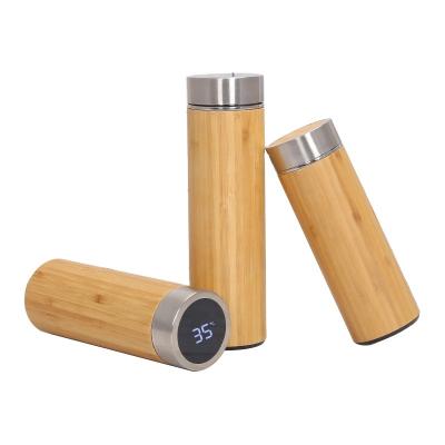 China NorthForest Drinkware PORTABLE Temperature Display LED Water Bottle Vacuum Flask Smart Bamboo Coffee Thermos Mug Tea Tumbler Bamboo Cup for sale