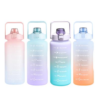 China With Straw Juice Jug Gallon Kettle Motivational Viable Time Free Marker 64OZ Tumbler Cup BPA BPA Plastic Sports Bottle for sale