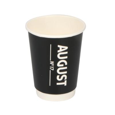 China Biodegradable Double 12oz Wallpaper Cup Black Mug For Drinks Hot Beverage for sale