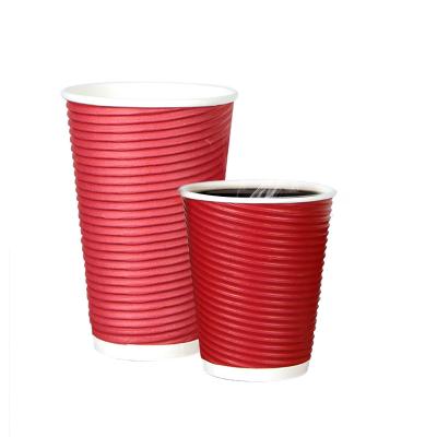 China Wholesale Custom Logo Biodegradable Printed Corrugated Kraft Paper Coffee Cups For Hot Coffee With Lid for sale