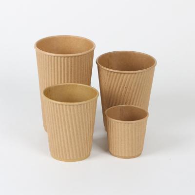 China Eco Logo Ripple Wall Coffee Mugs Biodegradable Insulated Custom Paper Cups With Lids for sale