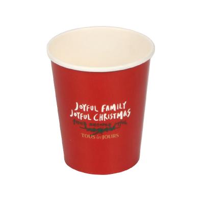 China 12oz Biodegradable Red Paper Tea Coffee Single Wall Cups With PS Cover for sale