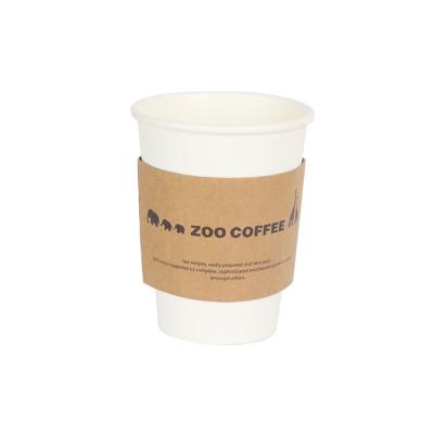 China Factory Biodegradable Custom Printed PE Coated Coffee Paper Cup Sleeve For Heat Insulation for sale