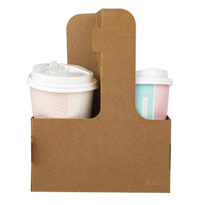 China Biodegradable Plastic or Paper Cup Holder Tray 2Cup Holder Coffee Paper Cup Holder for sale