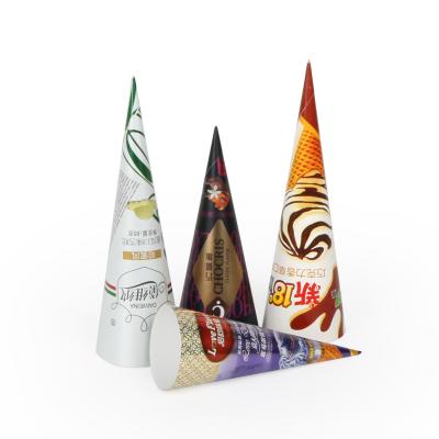 China Disposable Disposable Custom Printed Ice Cream Cone Paper Wrapping Sleeves for sale