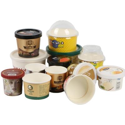 China Disposable Customized Disposable Ice Cream Container Tubs With Lid Paper Ice Cream Cup for sale