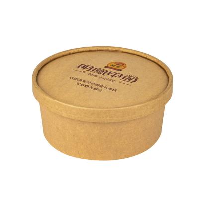 China Disposable Disposable Take Out Kraft Paper Salad Bowl With Paper Lid , Kraft Paper Salad Bowl for sale