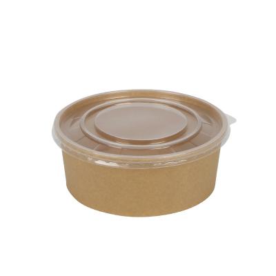 China Food Grade Disposable Wrapping Paper Salad Disposable Takeout Paper Bowl With Transparent Lid for sale