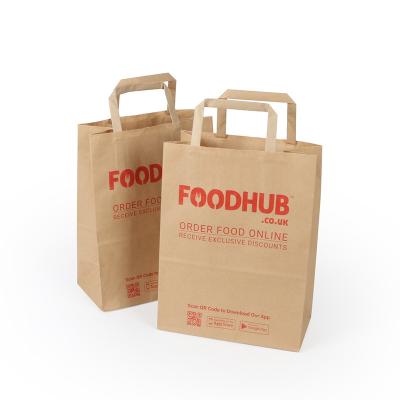 China Disposable Eco Friendly Wholesale Custom Printed Logo Kraft Take Way Paper Bag With Paper Twist for sale