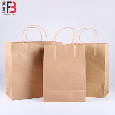 China Disposable Custom Logo Printed Brown Kraft Gift Craft Shopping Paper Bag With Your Own Logo for sale