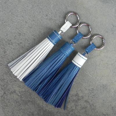 China 2020 Unisex Genuine Leather Cowhide Tassel Bag Charm, Real Leather Key Chain, Custom Leather Tassel Key Chain for sale