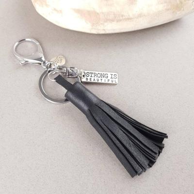 China Wholesale unisex leather charm for handbag, custom leather tassel key chain, tassels for bag decoration for sale