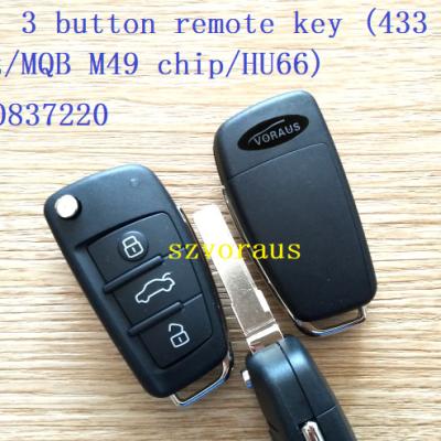 China Au 3 brass button remote key fob (433Mhz/MQB M49 chip/HU66) for sale