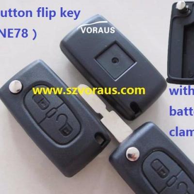 China 2 Button Brass Flip Remote Key Shell for citr C3 C4 C5 C6 (NE78/without battery flange) for sale