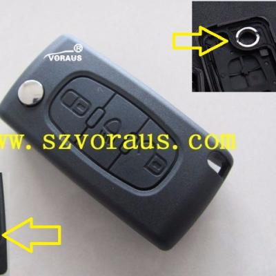 China Brass Flip Remote Key Shell fit for citr C2 C3 C4 C5 C6 light symbol key case (hu83 keyway) for sale