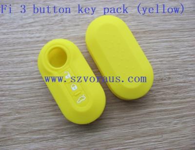 China Brass Highest Quality Yellow Protective Silicone Cover Remote Key Shell For Fi 3 Button Floding Key for sale