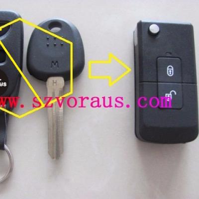 China 2 Buttons Flip Brass Shell Remote Key for old elk hy/yuedong remote key (HYN14 keyway) for sale