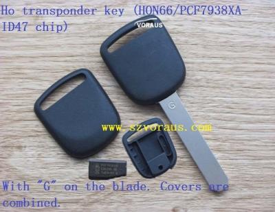 China New brass uncut ID47 chip transponder key ignition key for ho (PCF7938XA-ID47 chip) for sale