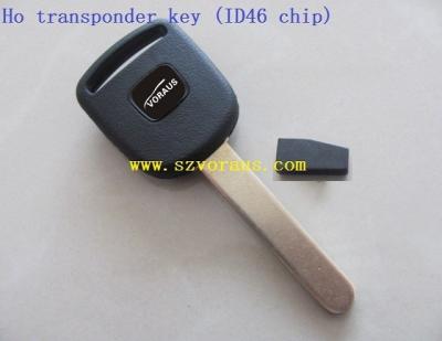 China New uncut brass transponder key ignition car key with ID46 chip for ho (black logo) for sale