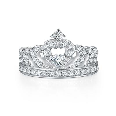 China CLASSIC Crown Rings For Women 925 Silver Color Luxury Jewelry Cubic Zircon Bridal Wedding Engagement for sale