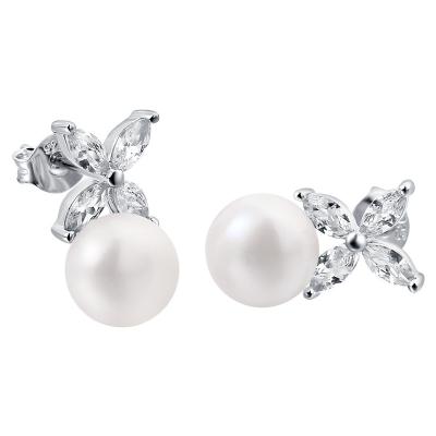 China TRENDY sterling silver earrings fashionable pearl earrings wholesale women jewelry for sale